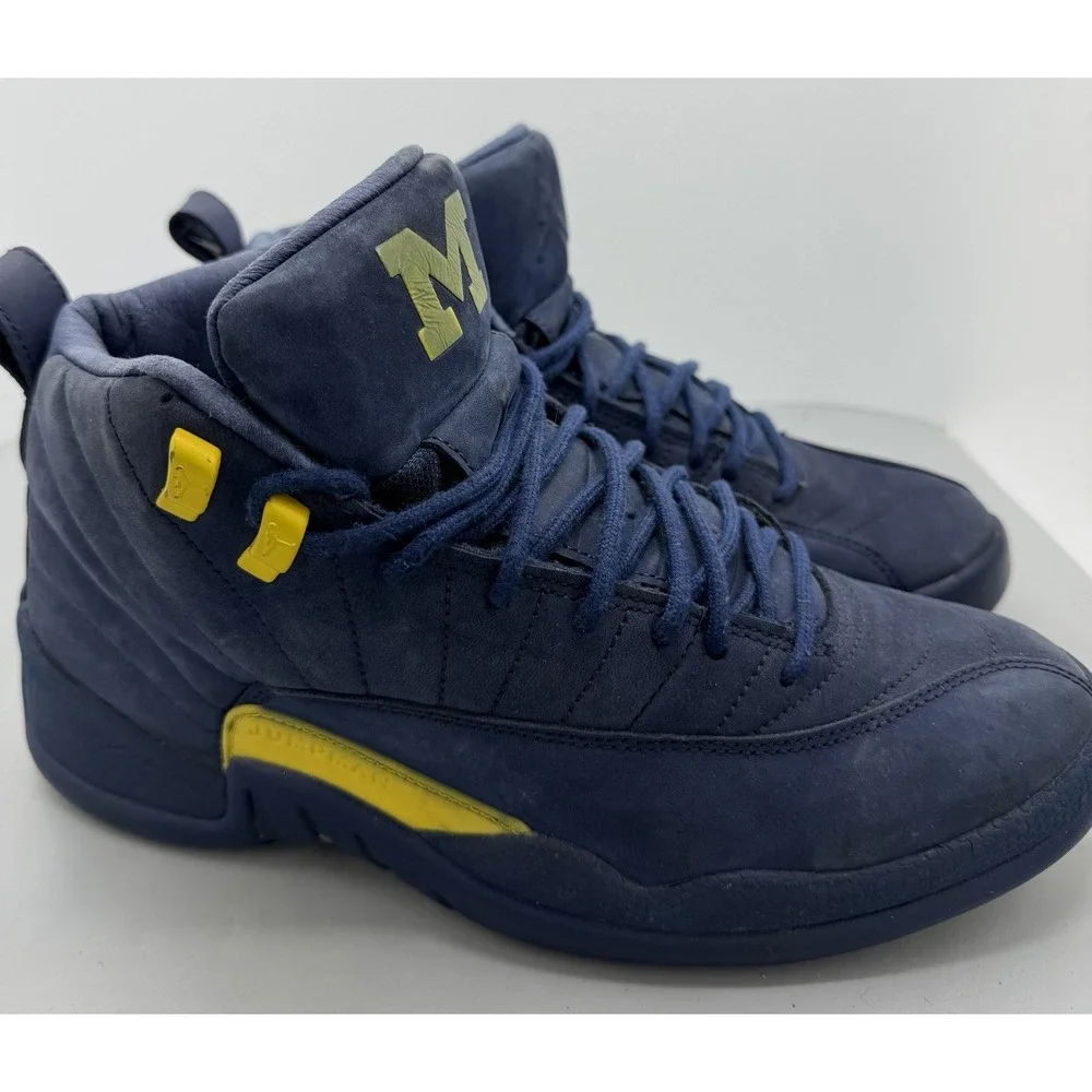 Nike Air Jordan 12 Retro Michigan BQ3180-407 Blue Yellow Mens Size 9